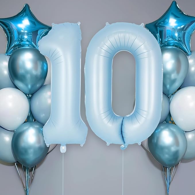 Light Blue Number 0 Balloon, 40 Inch Big Large Foil Number Balloons, Giant - Image 2