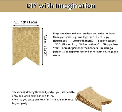15pcs Blank Customizable Burlap Banner Set - Image 4