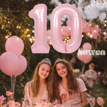 SUWEN 40 Inch Pink Large 10 Balloon Numbers Big Foil Helium Number Balloons 0-9 - Image 4