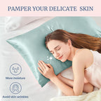 BEDELITE Satin Pillowcase for Hair and Skin, Super Soft and Cooling Similar to Silk Pillow Cases 2 Pack with Envelope Closure, Gift for Women Men(20"x40" King Size, Haze Blue)