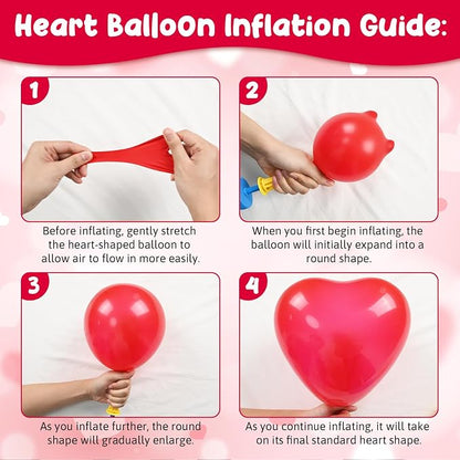 Red and White Heart Balloons, Mothers Day Balloons Heart Shaped Confetti Latex - Image 5