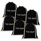 3 | 6 | 8 Pack Hair Dryer Bags Drawstring Bag Container Hairdryer Bag for travel bathroom (6 PCS, Black)