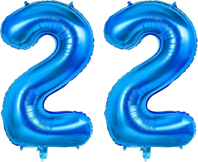 Number 22 Balloons for 22nd Birthday Party Decorations, 0-100 Large No.22 by Joycard
