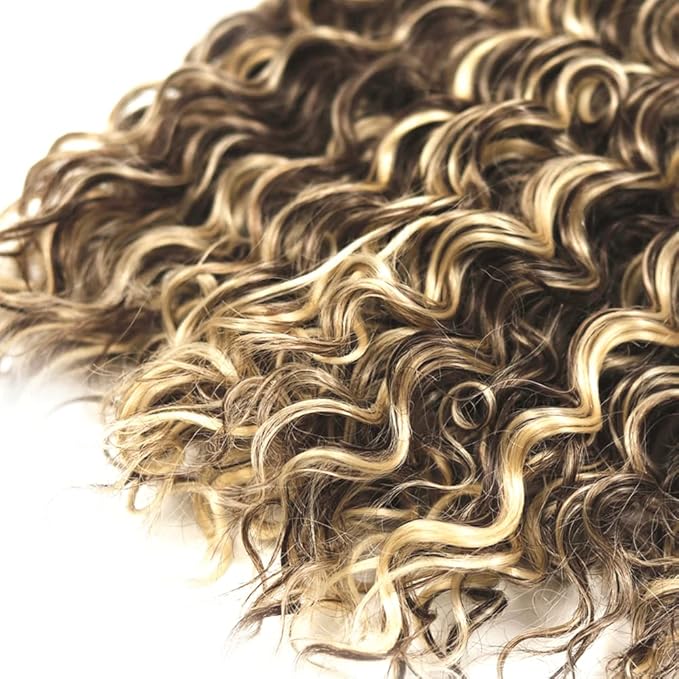 Highlight Bundles Human Hair P4/613 Deep Wave Bundle 16 18 20 Inch Niegmeag Brazilian Virgin Remy Hair Extensions Double Weft 2 Tone Brown and Blonde Bundles 300g