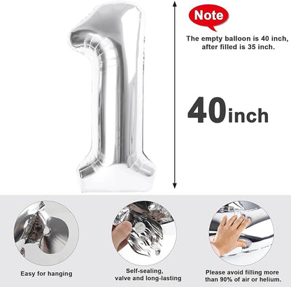 15 Balloon Number 40 Inch Silver Balloons - Image 5