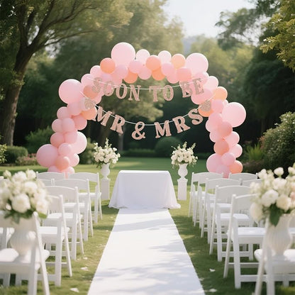 Soon To Be Mr & Mrs Sign for Bridal Shower Banner, Pre-Strung Rose Gold Glitter - Image 4