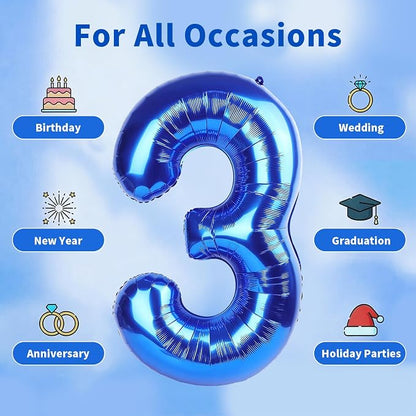 Number Balloons Navy Blue Balloons - Image 5