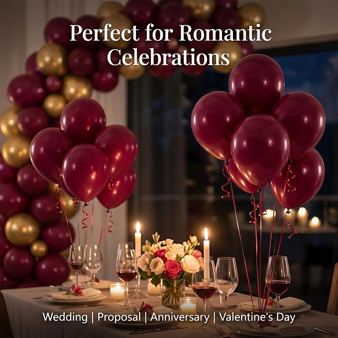 50pcs Burgundy Balloons, 12inch Matte Burgundy Red Balloons | Balloons - Image 3