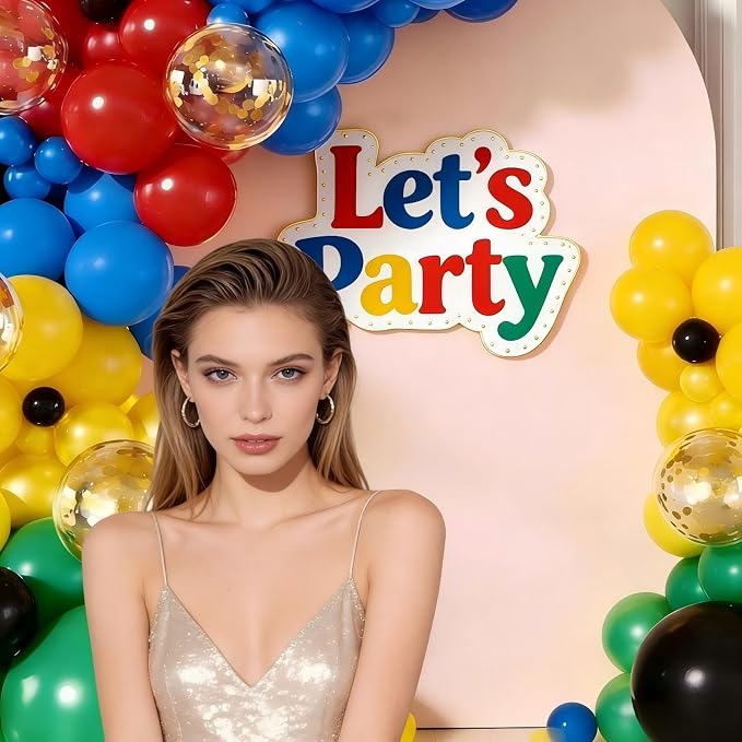 160Pcs Red Blue Yellow Green Black Balloon Garland Arch Kit | Latex Balloons - Image 4