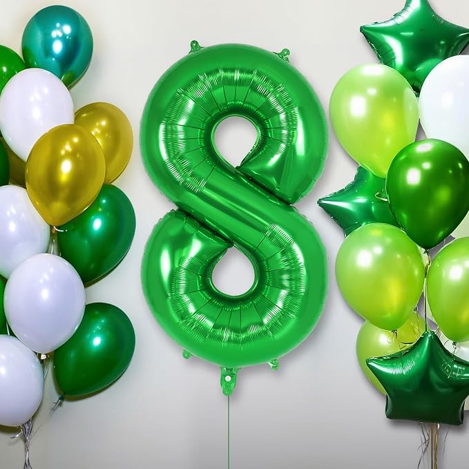 Dark Green Number 8 Balloon 40 Inch, Big Large Foil Helium Number Balloons - Image 3