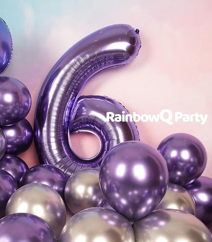 RainbowQ Purple 6 Balloon Number 40 Inch 0-40 Foil Large Balloons | Big Mylar 6 - Image 5