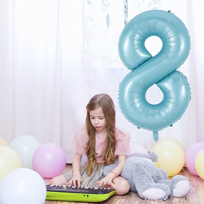 8th Birthday Number Balloons for Kids, 40 Inch Foil Number 8 Balloons Baby - Image 3