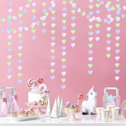 Iridescent Disco-Holographic Heart Garland - 52Ft Wedding Hanging Decoration - Image 4