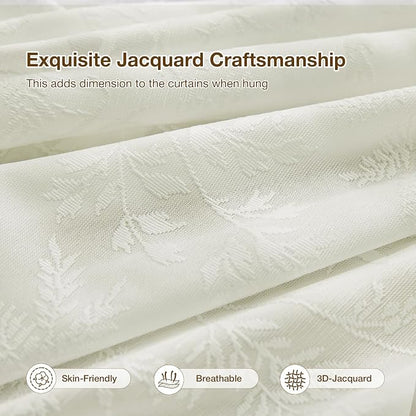 Anmao Cream Semi Sheer Light Filtering Curtains 102 Inches Long 2 Panels - Image 8