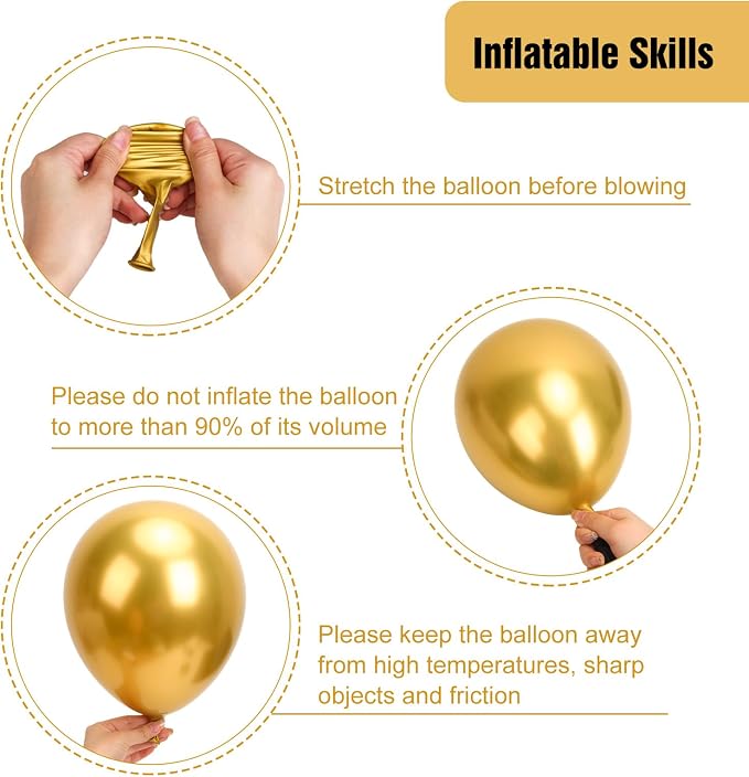 RUBFAC Balloons Metallic Gold Balloon Arch Different Sizes 154pcs | Balloon - Image 4