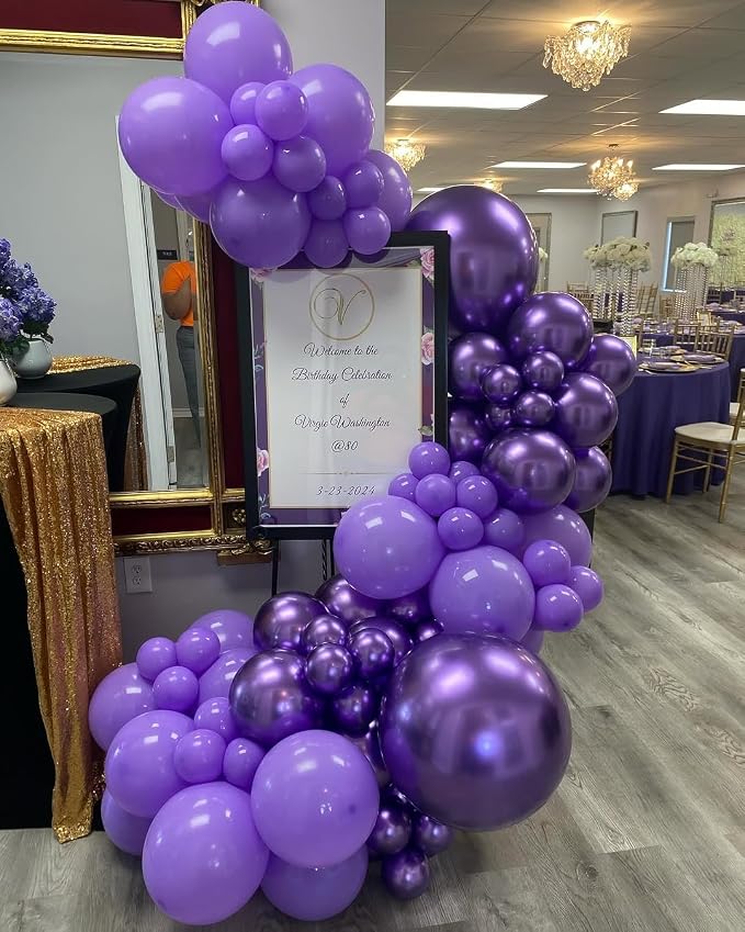 KBZVNAF Purple Latex Balloon Set 60 Packs 12 Inch | Metallic Chrome Purple - Image 6