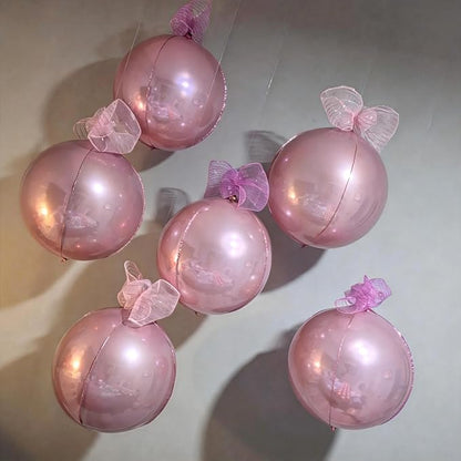 Adorely 6Pcs Pink Round Foil Balloons, Giant 4D Round Ball Balloons, 22 Inch - Image 5