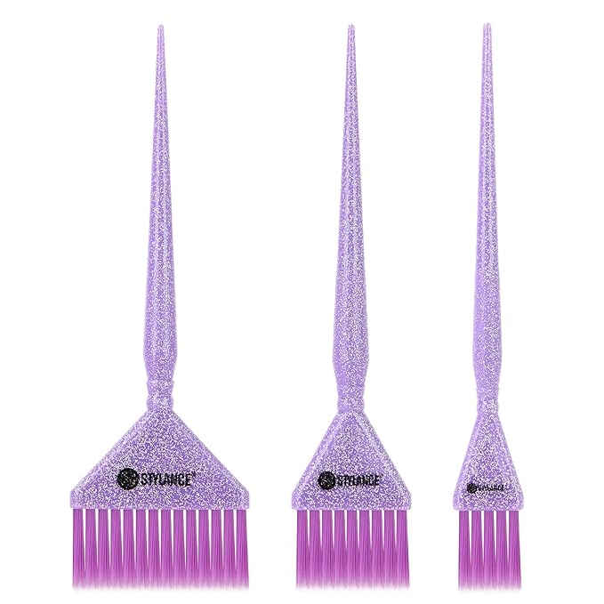 3 Pieces Hair Color Brush Kit, Balayage Tint Brush, Soft Bristles- Hair Dyeing Brushes, for Salon Hairdresser (Purple)