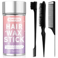 Hair Wax Stick, Slick Back Hair Brush, Wax Stick for Flyaways, Rat Tail Comb Edge Brush Styling Tool Set Accessories for Women Girls(Black)