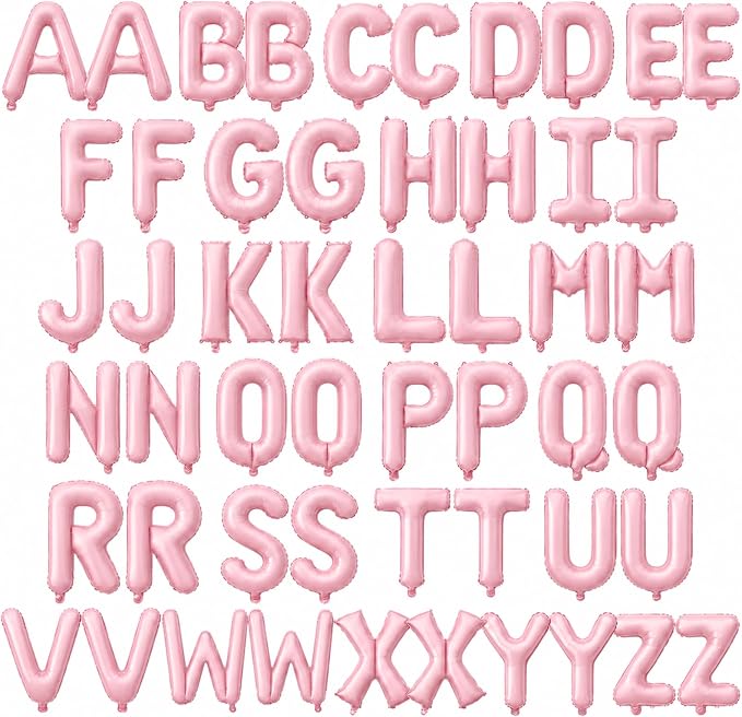 52 Pcs Pink Letter Balloons 16 Inch Mylar Foil Alphabet Letters 2 Sets A- Z by Togvu
