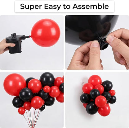 130pcs 18 12 10 5 Inch Matte Black and Red Latex Balloon Garland Arch Kit | - Image 3