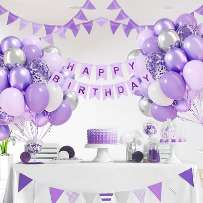 60pcs Purple and Silver Balloons 12inch - Image 7