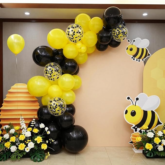 KBZVNAF Black and Yellow Latex Balloons 60 Pack 12 inch | Yellow Black Confetti - Image 5