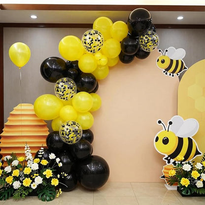 KBZVNAF Black and Yellow Latex Balloons 60 Pack 12 inch | Yellow Black Confetti - Image 5