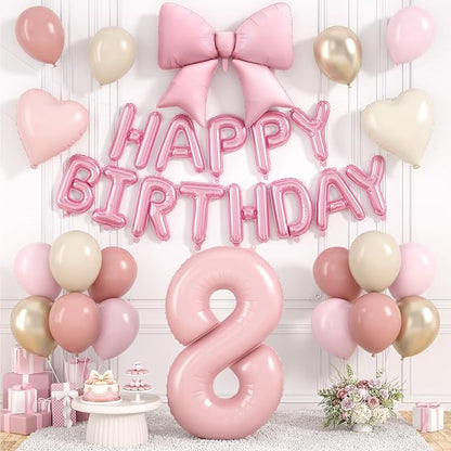 Dusty Pink Number 8 Balloon, 8th Birthday Decorations by Hapmori