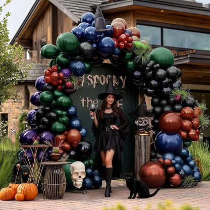 Halloween Balloon Arch Double Stuffed, Dark Green Navy Blue Burgundy Purple - Image 7