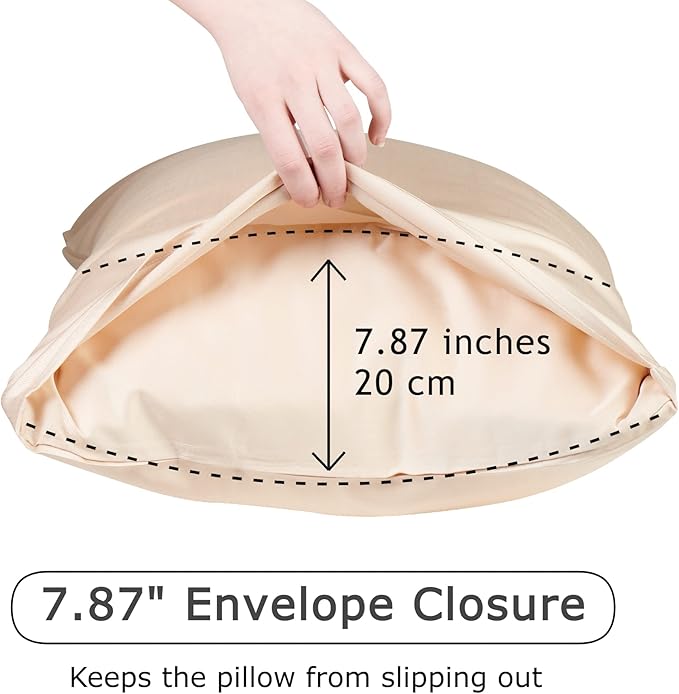 Anti Acne Pillowcase - Standard Size 26x20, Beige, Envelope Style - Oeko-TEX Certified - 75% Viscose Derived from Bamboo, 25% Modal for Smooth, Breathable, Moisture-Wicking Quality