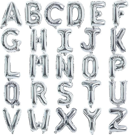 TONIFUL Silver Letter Balloons 2 Set 16 Inch A-Z Custom Alphabet Banner | 52 by TONIFUL