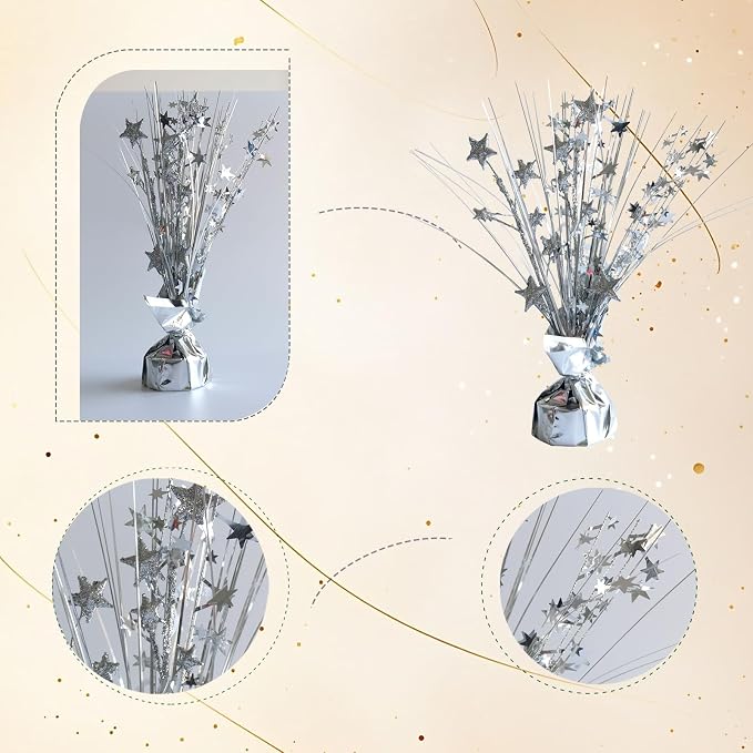 12 Pack Metallic Sliver Foil Spray Centerpieces Stars Brust Table Centerpieces - Image 7