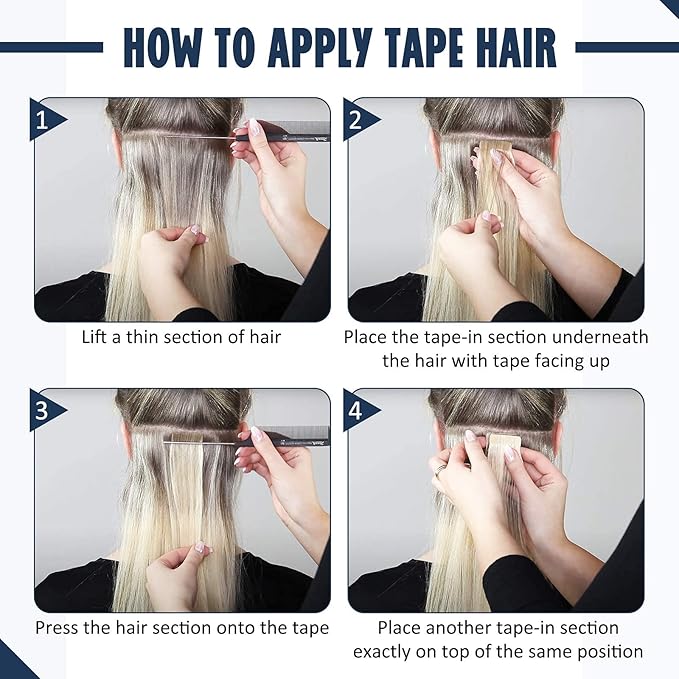 Full Shine Thick Tape in Hair Extensions Human Hair 24 Inch Color 1000 White Blonde Double Sided Tape in Extensions Invisible Seamless Real Remy Skin Weft 20Pcs Add Length Silky Soft