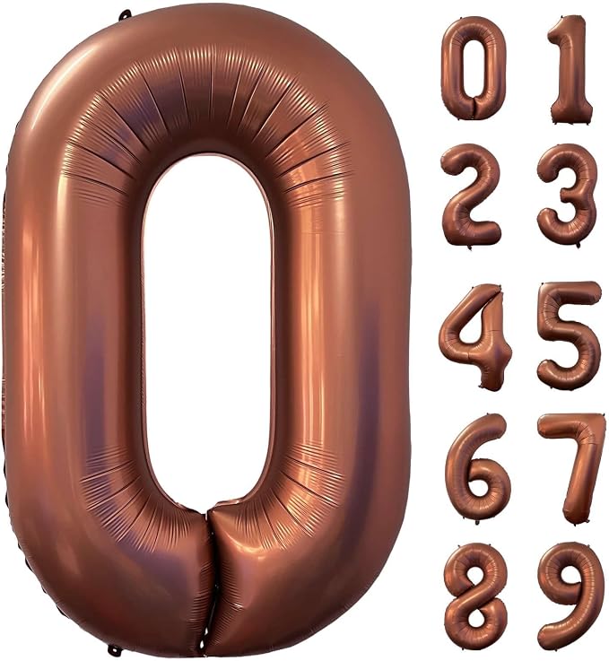 40 Inch Coffee Brown Number 0 Balloon Large Size Jumbo Digit Mylar Foil Retro by Lovoir