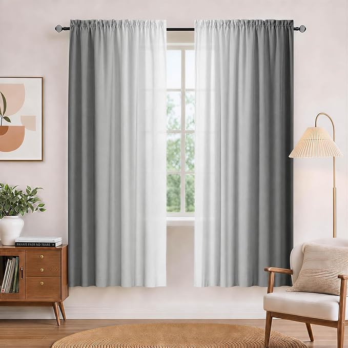 Grey and Grayish White Curtains by XFLINGBAO