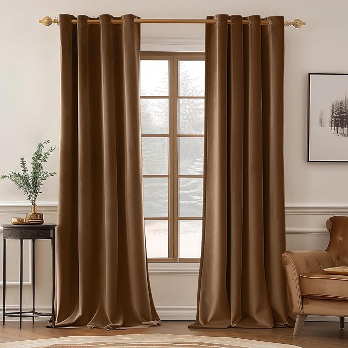 MIULEE Velvet Curtains Chocolate Brown 52 x 108 Inch Length Set of 2 | Extra by MIULEE