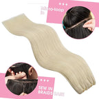 YoungSee 130G Sew in Hair Extensions Blonde Hair Wefts Platinum Blonde Human Hair Sew in Extensions Dyable One Piece Hair Extensions 24 inch