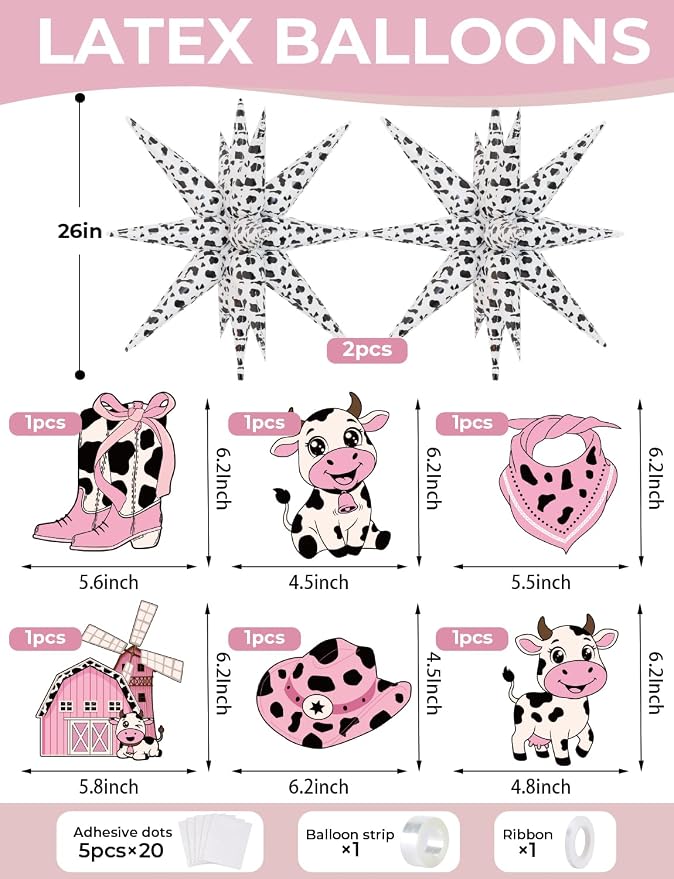 Cowgirl Balloon Arch Kit with Cow Print Balloons - Image 4
