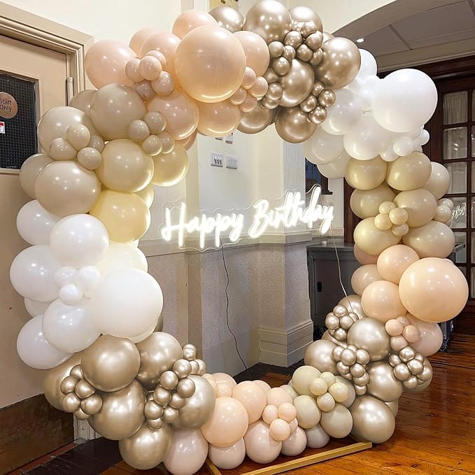 60pcs Neutral Balloons with 12inch Nude Beige Sand White Gold Balloons | Bridal - Image 6