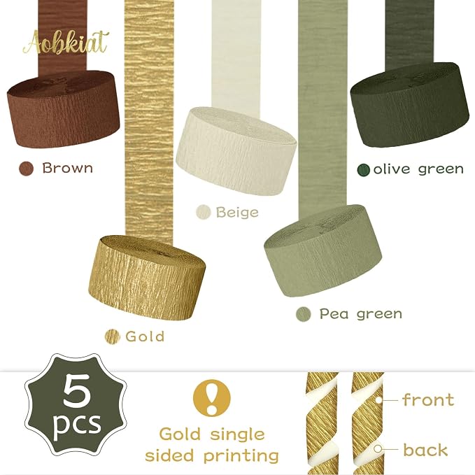 AOBKIAT Baby Shower Decorations, Dark Green Sage Streamers Party Decorations | - Image 4