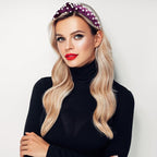 VELSCRUN Pearl Headbands with Beads: White, Pink, Red, Blue Knotted Wide Top Knot Hair Accessories for Women and Girls