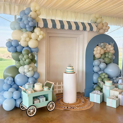 FunHot Blue Green Balloons, 12 Inch Pastel Yellow Ivory Helium Balloons - Image 4