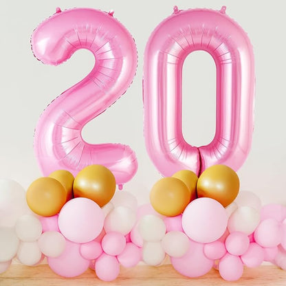 Pink Number 20 Balloon, 40 Inch Big Large Foil Helium Number Balloons, Giant - Image 4