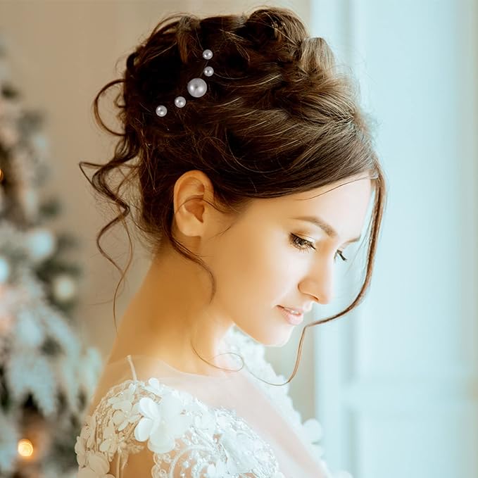 32 Pieces Wedding Pearl Hair Pins Bridal Pearl Rhinestone Hair Accessories U Shape Barrette for Bride Bridesmaid Women(Gold)