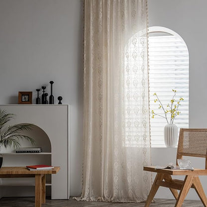 Sutuo Home Boho Sheer Curtains for Nursery Bedroom Kitchen, Bohemian Lace - Image 5