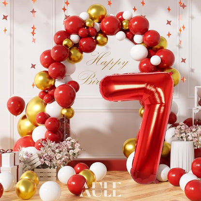 AULE 40 Inch Red 7 Balloon Number Foil 0-9 Birthday Big Numbers | Birthday - Image 3