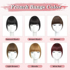 NAYOO Bangs Hair Clip- Brown Fake Bangs 100% Real Human Hair Extensions French Bangs for Women Fringe with Temples Hairpieces Curved Bangs for Daily Wear