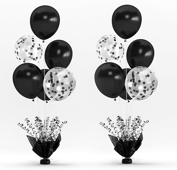 2 Set Black Table Balloons Foil Spray Centerpiece by Suppromo
