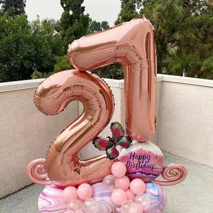 Rose Gold 17 Number Balloons, 40 Inch Big Giant Jumbo 17 or 71 Balloon Numbers - Image 5